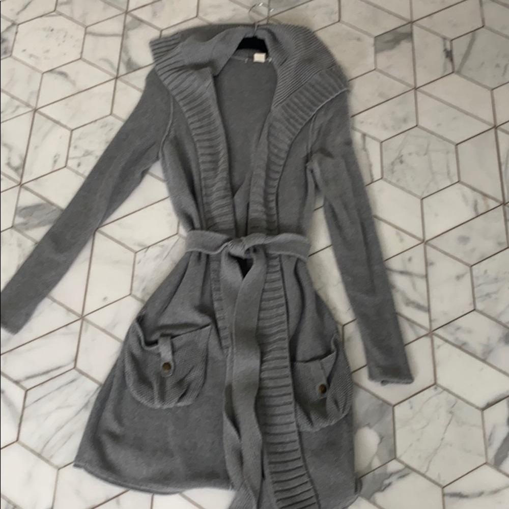 White and Warren grey belted cardigan